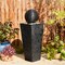 40.25"H Oversized Geometric Pedestal and Sphere Polyresin Outdoor Floor Fountain with Pebbles, Pump and LED Light